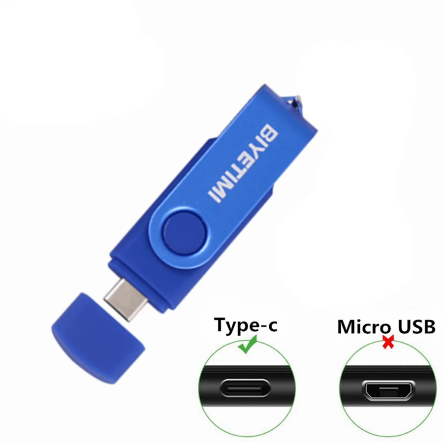BIYETIMI Clé USB C 2.0 OTG - 64GB, Compatible Android, Tablette, PC - Clé USB Bleu