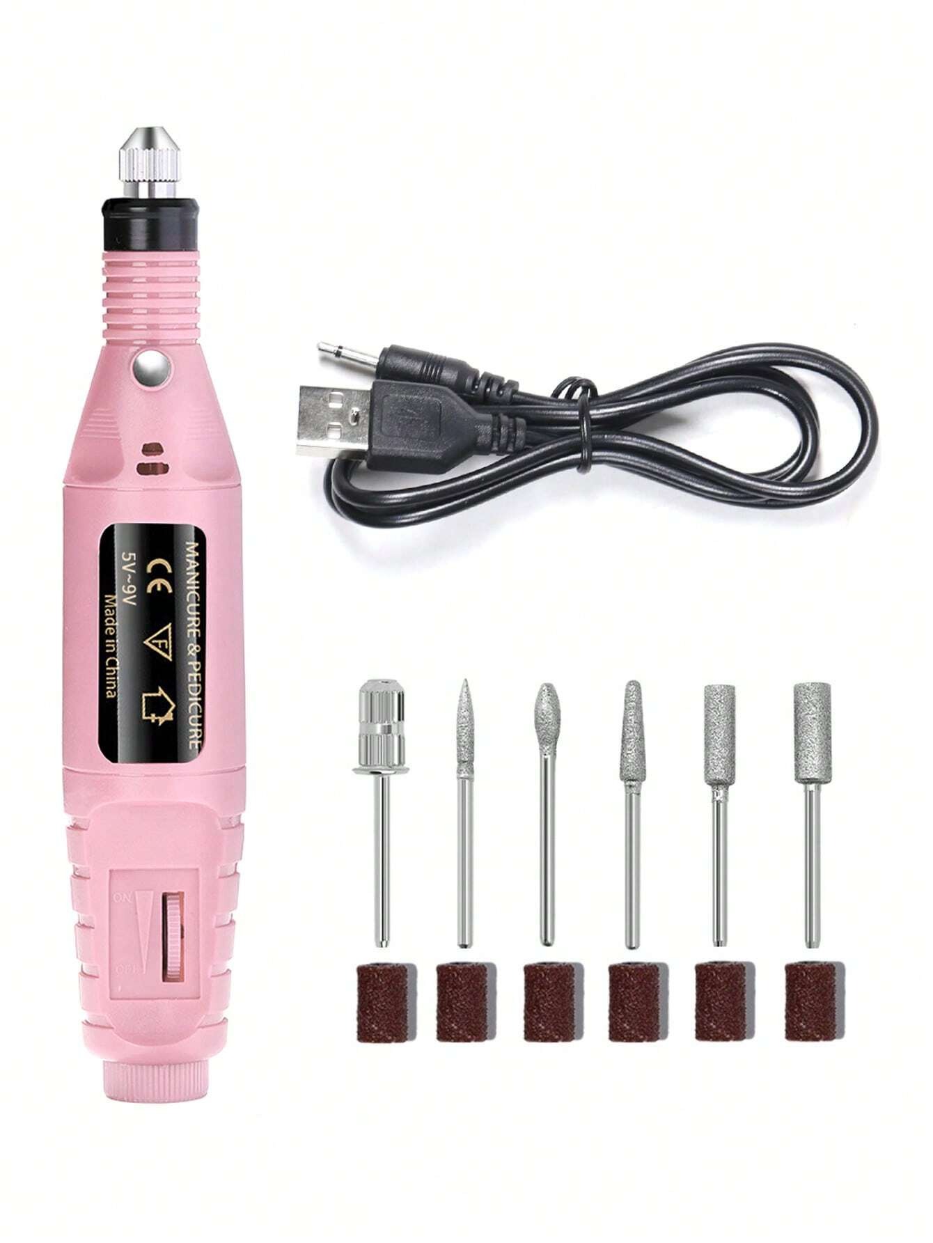 Kit Perceuse à Ongles Électrique Rechargeable, 5 Outils, Gel et Acrylique