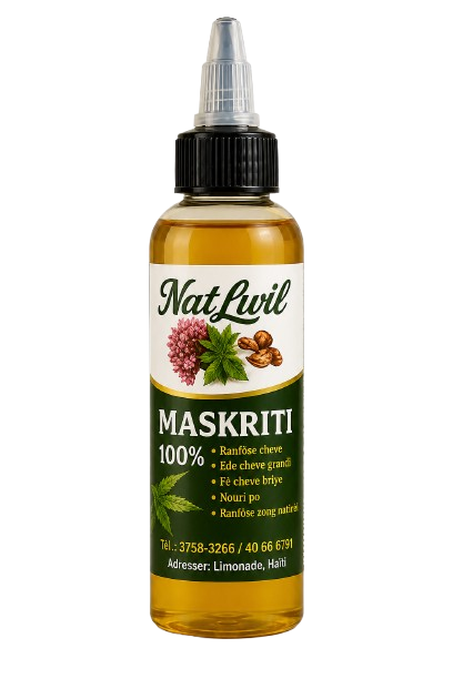 Nat Lwil Maskriti 100% – Huile capillaire pour cheveux secs, cassants et cuir chevelu