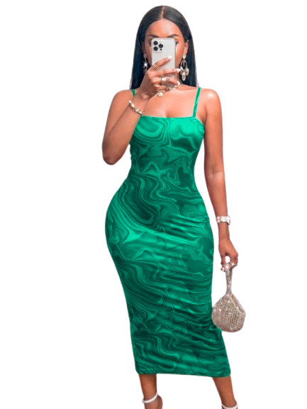 Robe Longue Décontractée à Bretelles Ajustées et Fendue - Tenue d'Été pour Femme