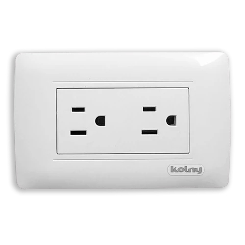 Prise de courant double murale Kolny – Blanche, 8x12 cm